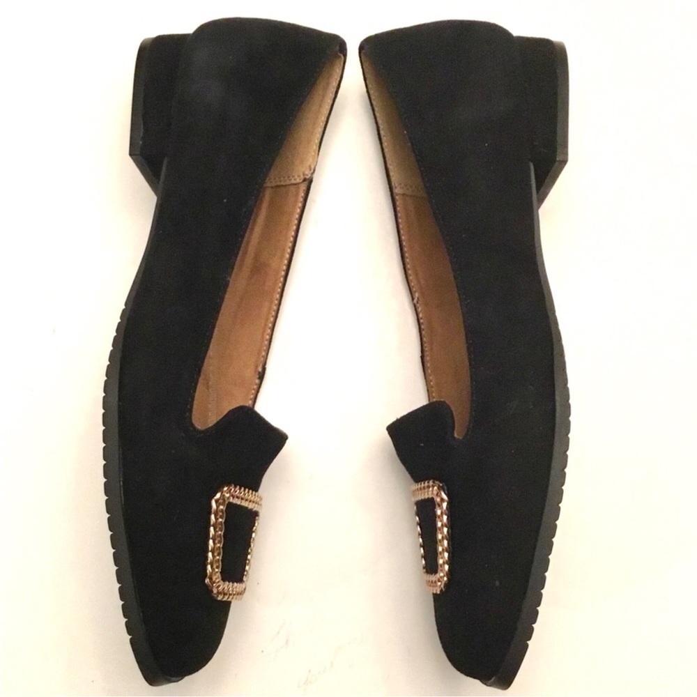 🆕 Adrienne Vittadini Black Flats Size 10 Suede Chain Accent Slip on Shoes NIB - Picture 8 of 16